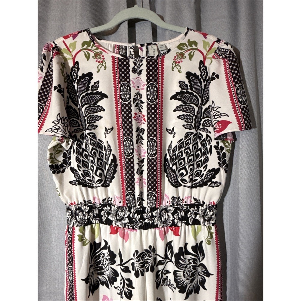 Joie Pineapple Floral Wide Leg Jumpsuit Womens Medium White Black Pink Crepe M - Picture 2 of 7